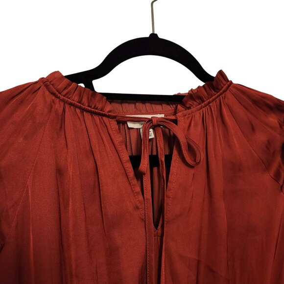 Current Air Rust Satin Mini Dress Size Small Lace Long Sleeves - Picture 4 of 8